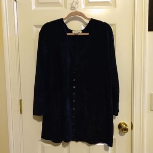 Paraphrase Women's Navy Blue Long Sleeve Cardigan Chenille Sweater Size …
